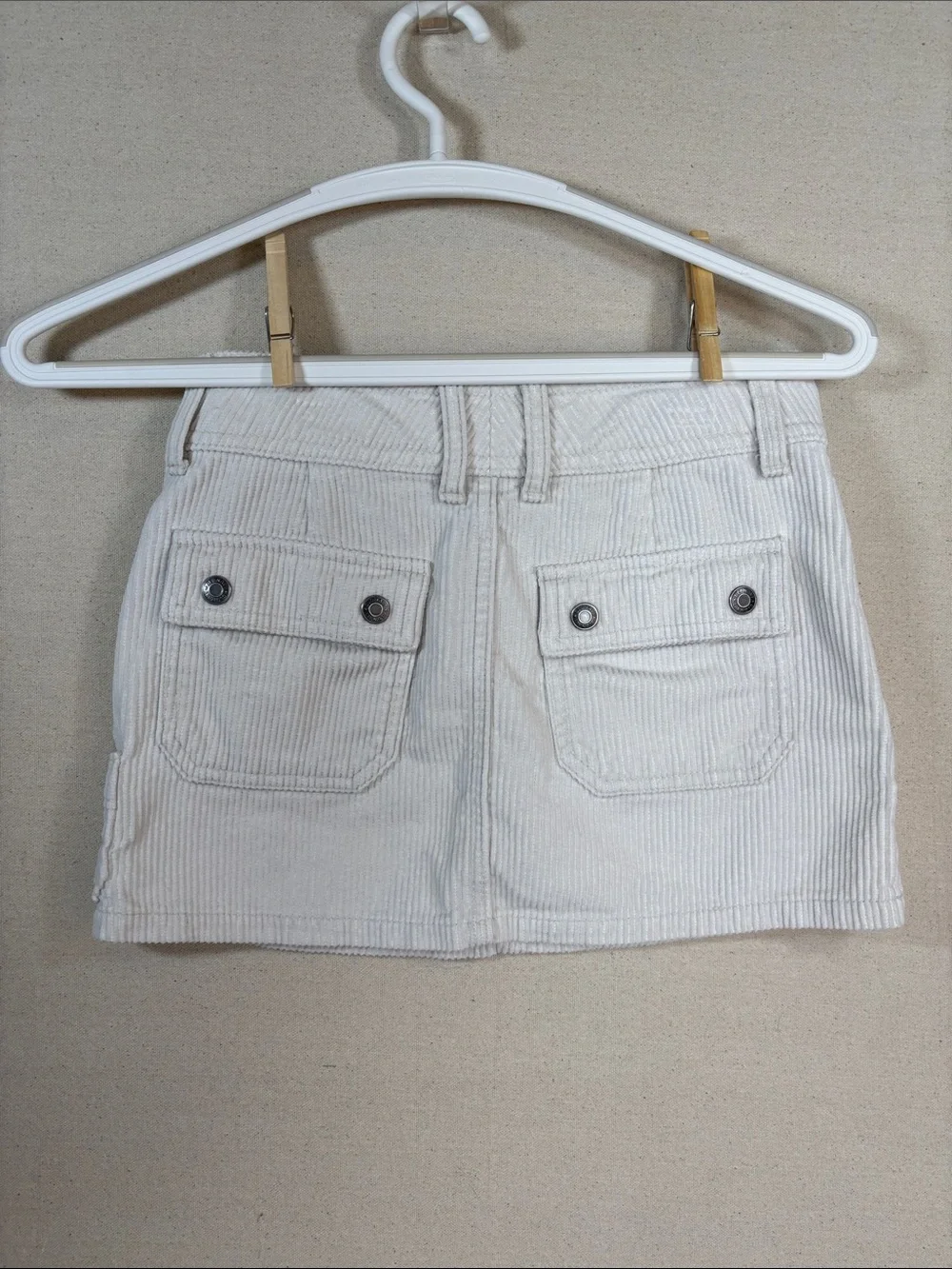 Old Navy Off-White Corduroy Skirt with Utility Pockets